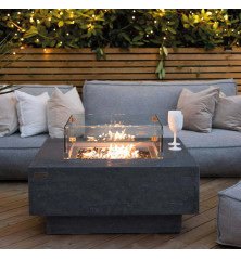 Table Brasero Gaz Manhattan — Elementi Gris Foncé Set Complet (Foyer + Verre + Lave)